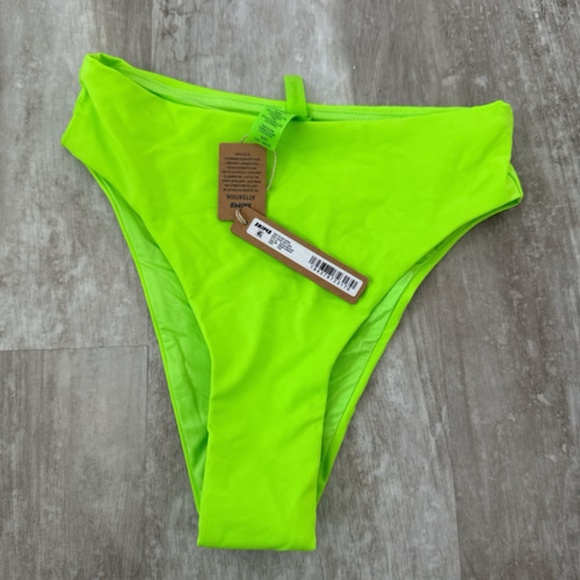 NWT SKIMS Recycled Swim Mid Waist Bottom Extra Extra Small Neon Green - Picture 2 of 3